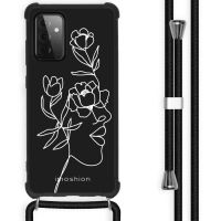 iMoshion Design Hülle mit Band für Samsung Galaxy A72 - Woman Flower Black