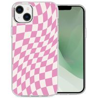 iMoshion Design Hülle für das iPhone 14 Plus - Retro Pink Check
