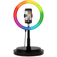 iMoshion RGB-LED-Ringlicht – RGB-Version – Ringleuchte Smartphone – Ringlicht mit Stativ – Verstellbar – Schwarz