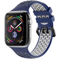 iMoshion Silikonsportarmband Buckle für das Apple Watch Series 1-9 / SE - 38/40/41mm - Dunkelblau / Weiß