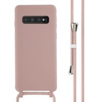 iMoshion Silikonhülle mit Band für das Samsung Galaxy S10 - Sand Pink