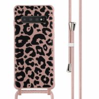iMoshion Silikonhülle design mit Band für das Samsung Galaxy S10 - Animal Pink
