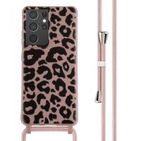 iMoshion Silikonhülle design mit Band für das Samsung Galaxy S21 Ultra - Animal Pink