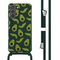 iMoshion Silikonhülle design mit Band für das Samsung Galaxy S21 - Avocado Green