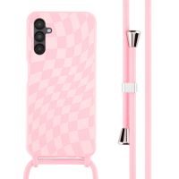 iMoshion Silikonhülle design mit Band für das Samsung Galaxy A14 (5G/4G) - Retro Pink