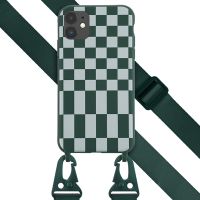 Selencia Silikonhülle design mit abnehmbarem Band für das iPhone 11 - Irregular Check Green