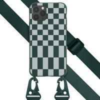 Selencia Silikonhülle design mit abnehmbarem Band für das iPhone 11 Pro - Irregular Check Green
