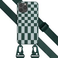 Selencia Silikonhülle design mit abnehmbarem Band für das iPhone 12 Pro Max - Irregular Check Green