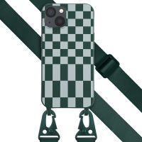 Selencia Silikonhülle design mit abnehmbarem Band für das iPhone 13 - Irregular Check Green