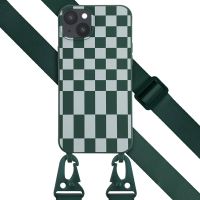 Selencia Silikonhülle design mit abnehmbarem Band für das iPhone 14 Plus - Irregular Check Green