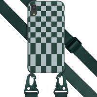 Selencia Silikonhülle design mit abnehmbarem Band für das iPhone Xr - Irregular Check Green
