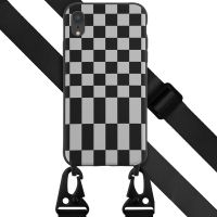 Selencia Silikonhülle design mit abnehmbarem Band für das iPhone Xr - Irregular Check Black