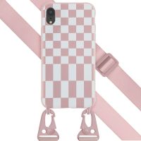 Selencia Silikonhülle design mit abnehmbarem Band für das iPhone Xr - Irregular Check Sand Pink