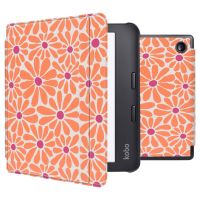 iMoshion Design Slim Hard Case Sleepcover mit Stand für das Kobo Libra 2 / Tolino Vision 6 - Orange Flowers Connect
