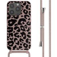 iMoshion Silikonhülle design mit Band für das iPhone 15 Pro - Animal Pink