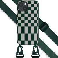 Selencia Silikonhülle design mit abnehmbarem Band für das iPhone 15 Plus - Irregular Check Green