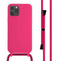 iMoshion Silikonhülle mit Band für das iPhone 12 (Pro) - Rosa fluoreszierend