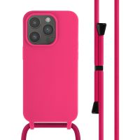 iMoshion Silikonhülle mit Band für das iPhone 14 Pro - Rosa fluoreszierend