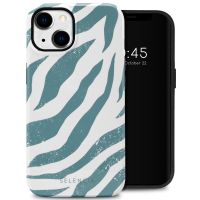 Selencia Vivid Back Cover für das iPhone 14 - Colorful Zebra Pine Blue