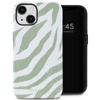 Selencia Vivid Back Cover für das iPhone 14 - Colorful Zebra Sage Green