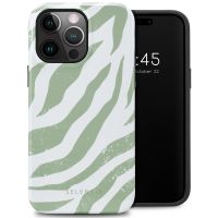 Selencia Vivid Back Cover für das iPhone 14 Pro Max - Colorful Zebra Sage Green