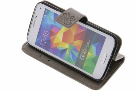 Kleeblumen Klapphülle Grau für Samsung Galaxy S5 Mini