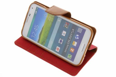Mercury Goospery Canvas Diary Klapphülle für Samsung Galaxy S5 (Plus)/Neo - Rot