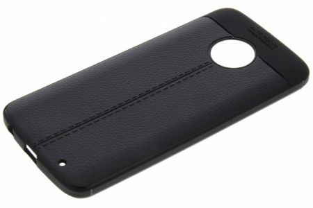 Schwarzer Leder Silikon-Case für Motorola Moto G6 Plus