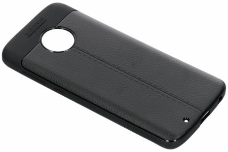 Leder Silikon-Case Schwarz für Motorola Moto G6