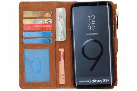 Luxuriöse Portemonnaie-Klapphülle Braun Samsung Galaxy S9 Plus