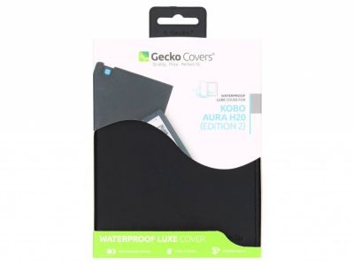 Gecko Covers Wasserfestes Luxe Klapphülle Schwarz für Kobo Aura H2O Edition 2