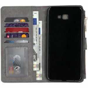 Luxuriöse Portemonnaie-Klapphülle Grau Samsung Galaxy J4 Plus