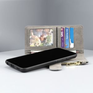 Luxuriöse Portemonnaie-Klapphülle Grau Huawei P Smart Plus