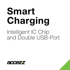 Accezz Double USB Adapter 4.8A - Schwarz