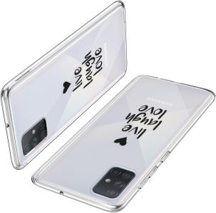 iMoshion Design Hülle Samsung Galaxy A71 - Live Laugh Love - Schwarz