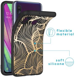 iMoshion Design Hülle für das Samsung Galaxy A40 - Blätter / Schwarz
