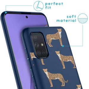 iMoshion Design Hülle Samsung Galaxy A71 - Leopard - Blau