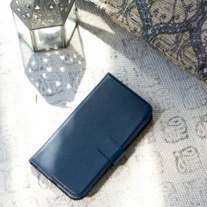 Selencia Echtleder Klapphülle Blau für das Huawei P30 Lite