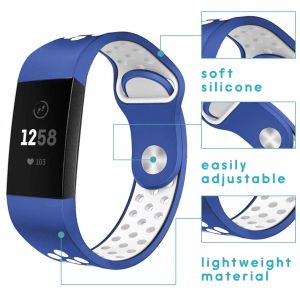 iMoshion Silikonband Sport Fitbit Charge 3 / 4 - Blau / Weiß