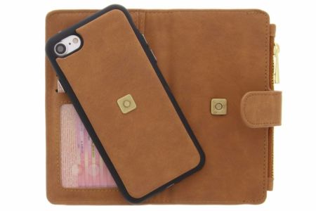 Braune luxuriöse Portemonnaie-Klapphülle iPhone SE (2022 / 2020) / 8 / 7