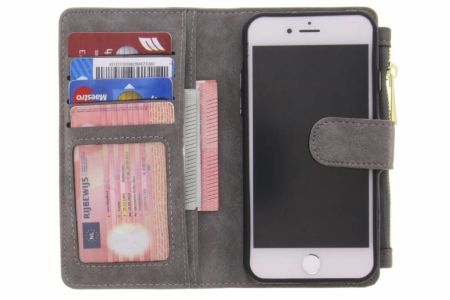 Graue luxuriöse Portemonnaie-Klapphülle iPhone SE (2022 / 2020) / 8 / 7