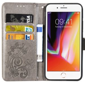 Kleeblumen Klapphülle Grau für iPhone SE (2022 / 2020) / 8 / 7