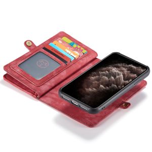 CaseMe Luxuriöse 2-in-1-Portemonnaie-Klapphülle Leder Rot für iPhone 11