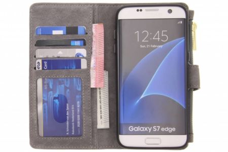 Graue luxuriöse Portemonnaie-Klapphülle Samsung Galaxy S7 Edge