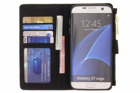 Schwarze luxuriöse Portemonnaie-Klapphülle Samsung Galaxy S7 Edge