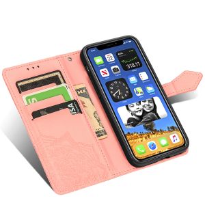 Mandala Klapphülle iPhone 12 (Pro) - Peach