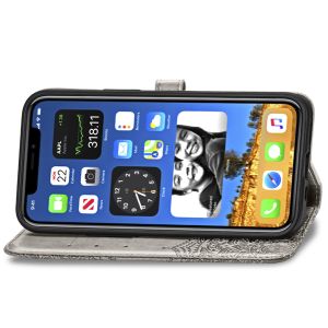 Mandala Klapphülle iPhone 12 (Pro) - Grau