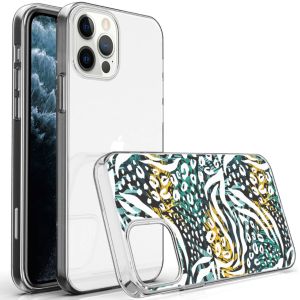 iMoshion Design Hülle iPhone 12 (Pro) - Dschungel - Weiß / Schwarz