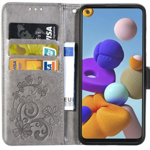 Kleeblumen Klapphülle Samsung Galaxy A21s - Grau