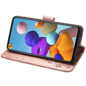 Kleeblumen Klapphülle Samsung Galaxy A21s - Roségold